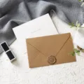 Detail shot of textured envelope with wax seal and thank you greeting card for celebration. - Thank You 5 Sets