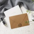 Linen texture wax seal envelope and greeting card set for thanksgiving, birthday and festival. - Future Promising 1 Set