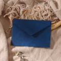 Dark blue textured envelope detail view, minimalist retro style stationery piece for writing. - Navy Blue Envelope 1pc