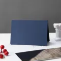Blank folded greeting card detail shot, premium dark blue cardstock for DIY painting and notes. - Deep Blue 250g