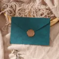 Dark green vintage envelope with wax seal, elegant minimalist letter paper set for notes. - Bright Green Envelope 1pc + Stamp 1pc