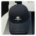Distressed black baseball cap with embroidered logo, casual streetwear dad hat for women - Black