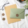 Avocado green envelope and letter paper set with vintage wax seals for greeting cards and letters. - 1 Avocado Green Envelope + 1 Kraft Lined Paper + 1 Wax Seal Stamp
