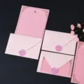 Pink envelope letter paper set romantic stationery gift box with wax seal for love letter writing. - 3 Pink Envelopes + 10 Sheets of Pink Rabbit Letter Paper + 3 Pink Wax Seals