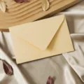 Vintage texture paper envelope for stationery letters, retro style invitation card. - 1 Cashmere Texture Linen Yellow Envelope