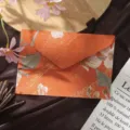 Vintage Chinese style floral embossed envelope stationery set for elegant letters. - 1 Envelope / Amber Orange