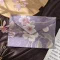 Exquisite retro floral embossed envelope detail, elegant Chinese style stationery holder. - 1 Envelope / Hibiscus Purple
