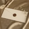 Strukturierter Umschlag im Retro-Stil mit Wachssiegel und getrockneten Blumen Detail. - Leinen Weiß Umschlag 1 Stk + 1 Wachssiegelstempel