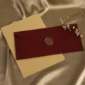 Vintage Sackleinen Umschlag und Briefpapier Detail, Retro Schreibwaren mit Siegelwachs. - 3 Leinen Dunkelrote Umschläge + 10 Kraft Liniert Briefpapiere + 3 Wachssiegel