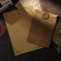 Vintage kraft paper stationery set with envelope, letter paper, and classic wax seal design. - 10 Antique Yellow-Brown Envelopes + 20 Kraft Rabbit Letter Papers + 10 Wax Seals