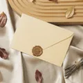 Retro vintage style paper envelope with elegant wax seal, perfect for letters, invitations, and cards. - Cashmere Linen Yellow: 1 Envelope and 1 Wax Seal