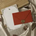 Vintage stationery set with red envelope, letter paper, and wax seal for romantic letters. - 3 Vibrant Orange Envelopes, 10 White Rabbit Papers & 3 Soft Glue Stamps / Vibrant Orange
