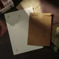 Vintage retro stationery set with lined letter paper and kraft paper envelopes for writing. - 10 Antique Yellow-Brown Envelopes + 20 Gold Rose Stationery + Sealing Stickers