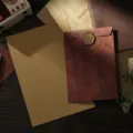 Vintage kraft paper stationery set with retro envelope, wax seal, and lined writing paper. - 10 Antique Red-Brown Envelopes + 20 Kraft Lined Letter Papers + 10 Wax Seals