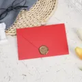 Red pearlescent envelope with wax seal detail, elegant stationery item for special notes. - Red Flash Gold with 1 Bronze Wax Seal / Sparkling Red Gold