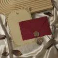 Retro stationery set with vintage envelope, letter paper and wax seal for romantic letters. - 3 Stylish Red Envelopes, 10 Kraft Rabbit Papers & 3 Soft Glue Stamps / Fashion Red