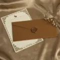 Vintage Leinen-Umschlag und Briefpapier-Set mit Siegelwachs, 22x11cm Retro Schreibpapier. - 3 Leinen Kaffee Umschläge + 10 Weiße Kaninchen Briefpapiere + 3 Wachssiegel