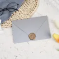 Pearlescent grey envelope stationery set with wax seal for greeting cards and love letters. - Silver Gray with 1 Bronze Wax Seal / Silver Gray
