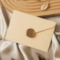 Vintage craft paper envelope with wax seal, elegant retro stationery for letters and cards. - 1 Envelope + 1 Wax Seal / Linen Color