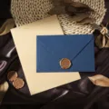 Retro Leinenstruktur Umschlag und Briefpapier Set mit Siegelwachs für elegante Briefe. - Umschlag Briefpapier Stempel Set / Mehrteiliges Set / Blau