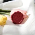 Vintage wax seal sticker with Thank You relief design for envelope wedding invitation. - Thank You Lettering / Red