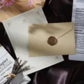 Vintage linen texture envelope and letter paper set with wax seal for romantic stationery gifts. - Yellow Linen 1 Envelope + 1 Letter + Wax Seal