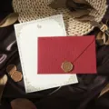 Retro Briefpapier Set mit strukturierter roter Umschlag, Briefpapier und Siegelwachs. - Kaninchen Briefpapier Stempel Set / Mehrteiliges Set / Burgunderrot