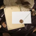 Vintage Briefpapier Set mit strukturiertem Umschlag, Briefpapier und dekorativem Wachssiegel. - Kraft Kaninchen Briefpapier Stempel Set / Mehrteiliges Set / Weiß