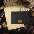 Vintage Briefpapier Set mit schwarzem strukturiertem Umschlag und Siegelwachs zum Schreiben. - Kraft Kaninchen Briefpapier Stempel Set / Mehrteiliges Set / Schwarz