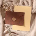 Vintage brown envelope stationery set with wax seal and lined paper for romantic letters. - Brown 3 Envelopes + 10 Kraft Lined Papers + 3 Stamps
