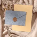 Vintage gray textured envelope and lined letter paper set with wax seal for notes - Grey 3 Envelopes + 10 Kraft Lined Papers + 3 Stamps