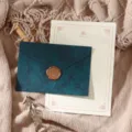 Vintage stationery set with dark green textured envelope, lined writing paper and wax seal. - Dark Green 3 Envelopes + 10 Rose Gold Papers + 3 Stamps