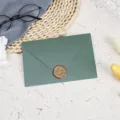 Dark green pearl envelope with wax seal elegant letter stationery greeting card packaging props - Dark Green with 1 Bronze Wax Seal / Dark Green