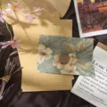 Vintage floral stationery set with letter paper, envelopes, and wax seal stamp for writing. - 3 Envelopes + 10 Kraft Letter Papers + 3 Wax Seals / Pine Green