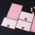 Pink envelope and letter paper set with wax seal, romantic stationery for love letters. - 3 Pink Envelopes + 10 Pink Rabbit Stationery Sheets + 3 Bronze Wax Seals