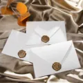Retro white wax seal envelope set for wedding invitations, letters and greeting cards. - 1 Snow-Dotted Gold Envelope + 1 For You Wax Seal
