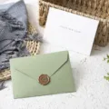 Set di biglietti d'auguri con busta verde avocado e sigillo in cera per benedizione di capodanno. - Set da 1 Pezzo (1 Busta + 1 Biglietto + 1 Sigillo in Cera) / Verde avocado