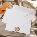 White textured retro envelope set with gold wax seal, perfect for romantic love letters and invitations. - 1 Snow-Dotted Silver Envelope + 1 For You Wax Seal
