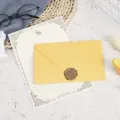 Letter paper and envelope set with wax seal, elegant stationery for greeting and love letters. - 3 Golden Yellow Envelopes + 10 White Rabbit Letter Papers + 3 Wax Seals / Golden