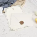 Minimalist stationery letter paper and envelope set with elegant wax seal and cute rabbit design. - 3 Silver White Envelopes + 10 White Rabbit Letter Papers + 3 Wax Seals / Silver White