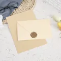 Stationery paper and envelope set with vintage wax seal for greeting letters and notes. - 3 Beige Envelopes + 10 Kraft Lined Letter Papers + 3 Wax Seals / Beige
