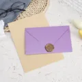 Stationery letter paper and purple envelope set with wax seal for greeting cards or letters. - 3 Light Purple Envelopes + 10 Kraft Lined Letter Papers + 3 Wax Seals / Light Purple