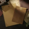 Vintage kraft paper envelope and letter set retro stationery writing paper set for creative gifts. - 10 Antique Yellow-Brown Envelopes + 20 Kraft Rabbit Stationery + Sealing Stickers