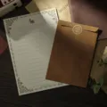 Vintage retro stationery envelope and lined letter paper set for writing and creative craft use. - 10 Antique Yellow-Brown Envelopes + 20 White Rabbit Stationery + Sealing Stickers