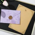 Set di carta da lettere vintage con sigillo in cera cancelleria retro scatola - 3 buste viola + 10 fogli di carta da lettere kraft con conigli + 3 sigilli in ceralacca