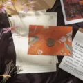 Retro floral letter paper and envelope set with vintage embossed design for romantic stationery. - 3 Envelopes + 10 Sheets + 3 Wax Seals / Amber Orange