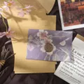 Retro floral embossed envelope and letter paper set with wax seal for romantic letters. - 3 Envelopes + 10 Kraft Letter Papers + 3 Wax Seals / Hibiscus Purple