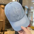 Hellblaue Jeans Baseballcap für Damen, vintage gewaschene Kappe mit Stickerei. - Einheitsgröße / Hellblau