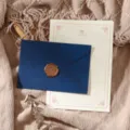 Vintage blue envelope and lined writing paper stationery set with wax seal for letters. - Navy Blue 3 Envelopes + 10 Rose Gold Papers + 3 Stamps