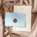 Vintage retro stationery set with blue envelope, lined letter paper and wax seal. - Light Blue 3 Envelopes + 10 Rose Gold Papers + 3 Stamps